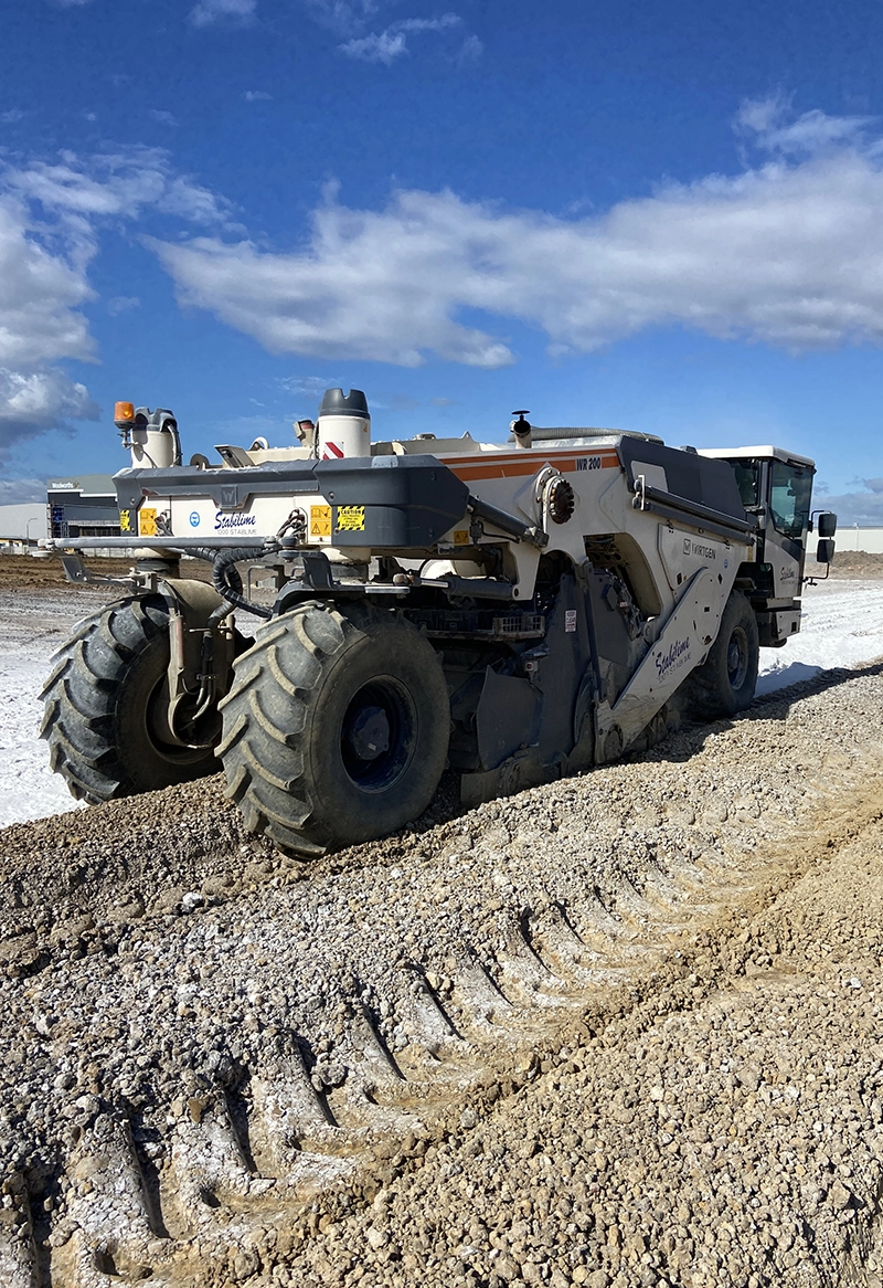 The Stabil-Lime Group's truck performing lime stabilisation, powered by Managed IT Services from Managed Services Australia.